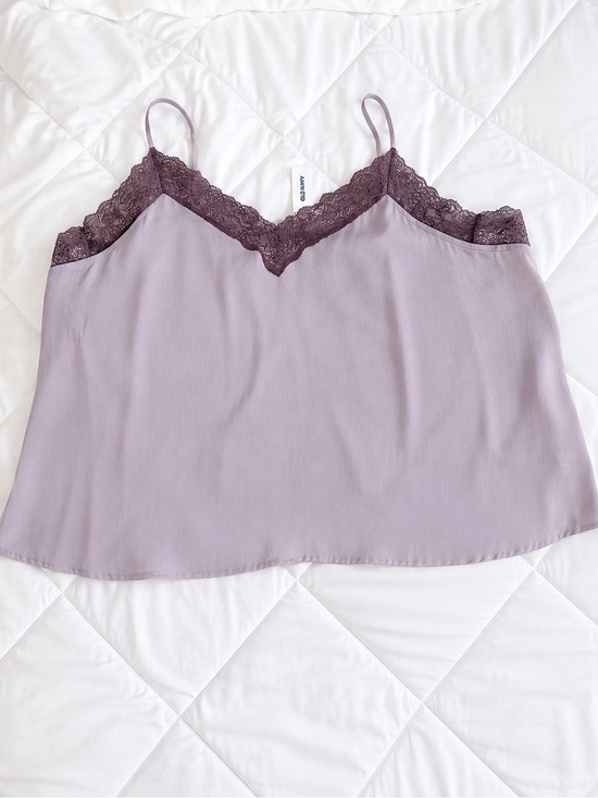 Old Navy Tops - OLD NAVY NWT Lavender Cami Burgundy Plum Lace Trim Satin Balletcore Top Sz XL